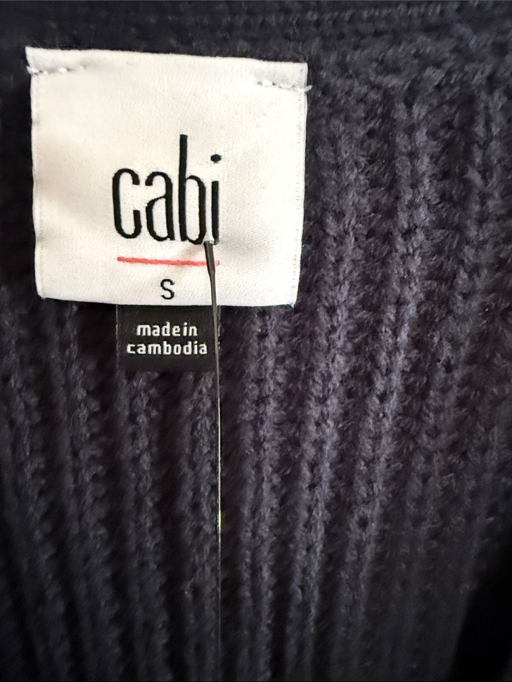 CAbi Women’s Navy Cable & Ribbed V-Neck Cardigan - Picture 3 of 9